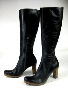 Stivali Pollini Vero Cuoio Italy pelle donna nero 37 mezza zip taglia US 6,5 - 7 - Foto 1 di 24