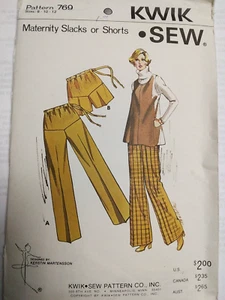 Maternity Slacks Pants Shorts 8 10 12 Kwik Sew 769 Sewing Pattern VTG Wide Leg - Picture 1 of 8