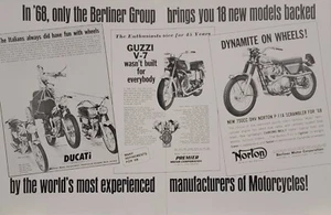 1968 2pg Print Ad Ducati 100 Cadet Scooter Guzzi V7 Norton P11A Scrambler - Picture 1 of 1