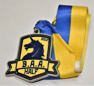Official BAA BOSTON Athletic 2013 BOSTON Half MARATHON Finisher Medal w Ribbon - Picture 1 of 2