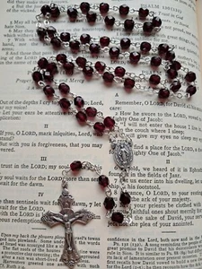La Petit Dark Garnet Crystal Rosary in Silver - Picture 1 of 6