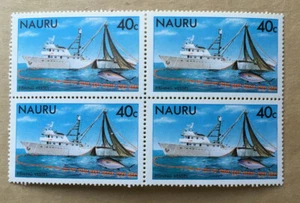 1981 NAURU FISHING 40c BLOCK of 4 - Picture 1 of 2