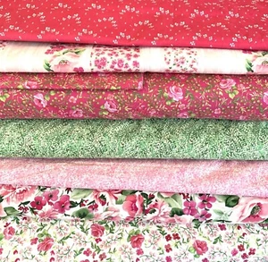 Chelsea Pink & Green Floral All Cotton Fabric Quilt Skipping Stones Clothworks - Picture 1 of 15
