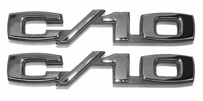 67-72 Chevy/GMC C10 Truck LH & RH C/10 Fender Emblems Pair w/Fasteners 69 - Image 1 of 4