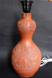 Antique Japanese Tokoname Redware Vase Japan 19th. Century Lampbase - Picture 1 of 1