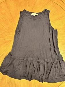 Camicia Ann Taylor Loft Top donna piccola Peplum Tank blu grigia maglia rayon - Foto 1 di 6