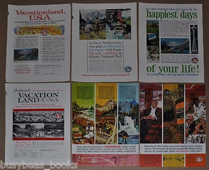 1960-65 GREAT NORTHERN Railway advertisements x6, Glacier Park, Seattle Fair etc - Bild 1 von 7