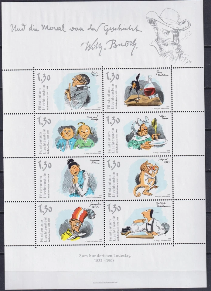 Liechtenstein 2008 Art, Wilhelm Busch MNH** - Image 1 of 1