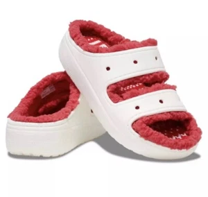 Crocs klassische gemütliche Sandalen Urlaub Pullover Damengröße 12 weiß flauschig neu mit Etikett - Bild 1 von 9