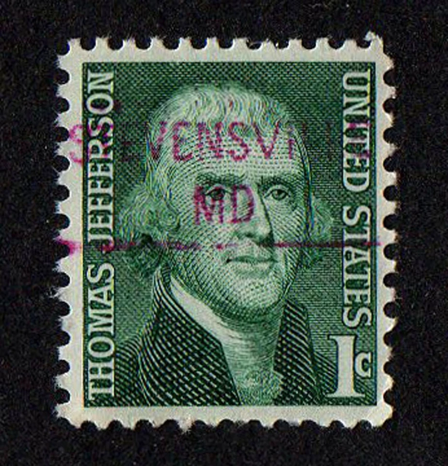 USA, SCOTT # 1278, RARE MNH PRECANCEL STEVENSVILLE, MARYLAND, THOMAS JEFFERSON - Image 1 of 1