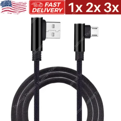 90 Degree Micro USB Cable Fast Charging Data Cord Cable For Samsung Galaxy LG - Image 1 of 4