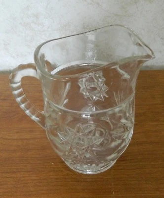EAPC Anchor Hocking Star of David Prescut Glass Small Syrup Milk Pitcher - Image 1 of 4