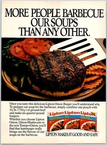 PRINT AD 1986 Lipton Onion Soup Mix Burger Barbecue 8" x 11" - Picture 1 of 1