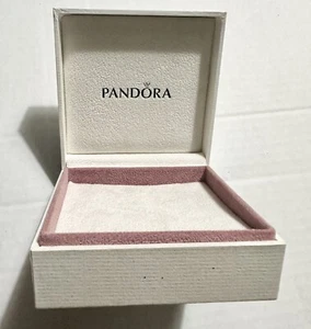 Pandora Classic White/Mauve Pink (Box only) Jewelry Presentation Gift Box 3.5” - Picture 1 of 12