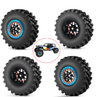 4x Alloy 2.2'' Beadlock Wheel Rim with Rings & Tires for 1/10 RC Crawler Upgrade
