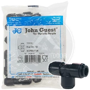 10x JOHN GUEST TEE PIPE FITTING PUSH FIT CARAVAN MOTORHOME WATER SYSTEM 12MM T - Picture 1 of 3