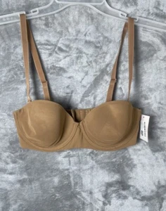 Auden T-Shirt Donna Reggiseno Caramello/Marrone Copertura Foderata Gancio Occhio Taglia 32D - Foto 1 di 7