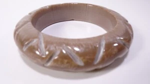 Neiman Marcus Damen dicker Harz geätzt dick glänzend breiter Armreif Armband neu ohne Etikett - Bild 1 von 12