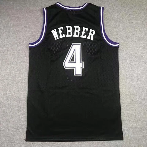 Black Purple #4 Chris Webber Sacramento Vintage Basketball Jersey all Stitched Cover