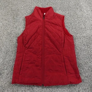 Ariat Vest Womens Large Red Fuzzy Fleece Coat Zip Quilted Puffer Jacket Western - Picture 1 of 14