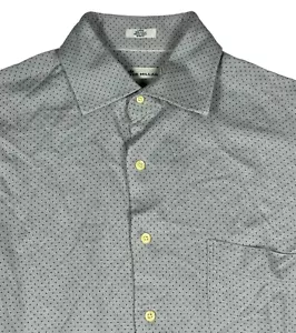 Peter Millar Shirt Button Down Gray Polka Dot Long Sleeve Spread Collar Men's L. - Picture 1 of 6