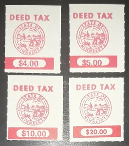 4er Set Minnesota Deed Tax. Staatseinnahmen Briefmarken. MNH, Original Kaugummi.   s32 - Bild 1 von 1