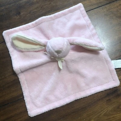 Милое детское защитное одеяло Pottery Barn с розовым коричневым кроликом и пальцем - Изображение 1 из 4