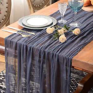 Cheesecloth Gauze Rustic Table Runner – 30 x 120 Inches Long BLUE NEW 