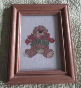 Boof Framed SUZY'S ZOO Love In Heart Rose Bouquet Cross Stitch PICTURE Completed - Picture 1 of 3