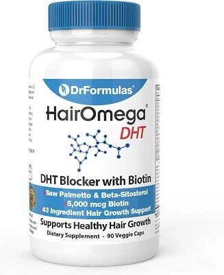DrFormulas Bloqueador Cabello Omega DHT para Hombres y Mujeres Vit píldoras | 5000 mcg 90 cápsulas Foto 1 de 4