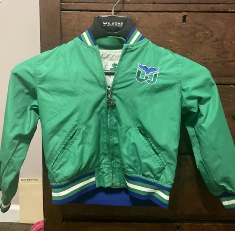 Vintage Youth Hartford Whalers Starter Satin Jacket Size 7 NHL Green Cover