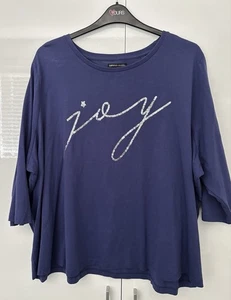 Worn Once Capsule Ladies Plus Size 32 Purple + Sequin "Joy" Logo Cool Cotton Top - Picture 1 of 3