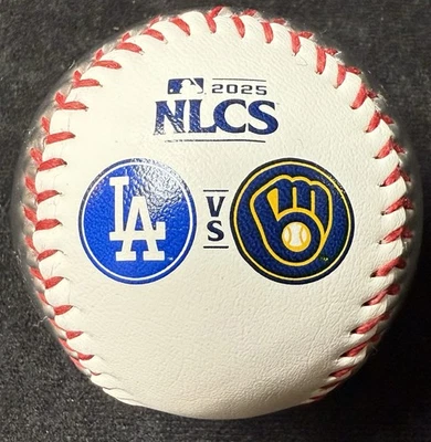 LA Dodgers vs. Milwaukee Brewers MLB 2025 NLCS Rawlings Baseball - Ohtani Yelich - Image 1 of 4