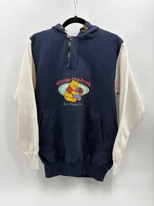 Vintage Winnie The Pooh and Posies Too Hoodie Medium Blue White - Picture 1 of 5