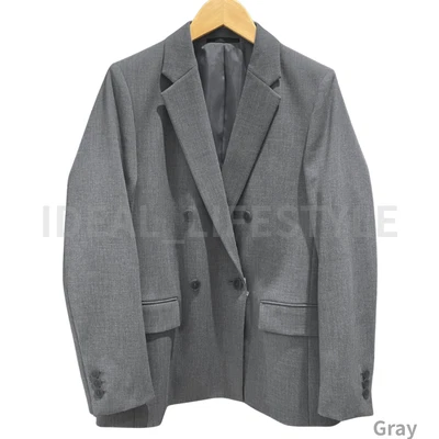 UNIQLO Double Breasted Jacket S-3XL Gray/Black/Dark Brown/Brown Women 478557 NWT - Image 1 of 4