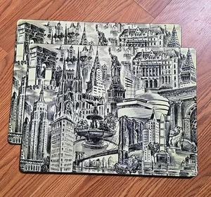 Vintage Cork Backed Placemats New York City Liberty Chrysler Brooklyn Bridge - Picture 1 of 5