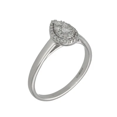 Ladies 9ct White Gold Diamond Cluster Ring - Size R - Image 1 of 4