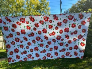 Vintage Weihnachten Leinen Tischdecke Weihnachtsstern 86 "x 51" gebeizt Schneider - Bild 1 von 4