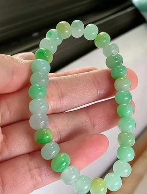 Brazalete Brazalete Certificado Grado A Amarillo Helado Verde Jadeíta Jade Cuentas 1019 Foto 1 de 4