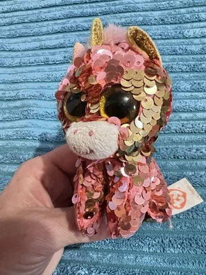 Stocking Filler, Ty, Pink Sequin Unicorn Keyring - Image 1 of 3