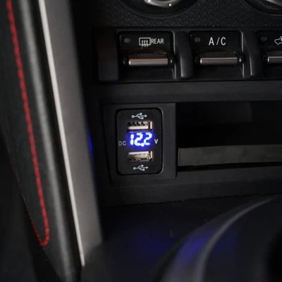 Toyota 86 ZN6 Subaru BRZ ZC6 Dual USB Charger 4.2A 12V-24V LED Volt Display - Image 1 of 3