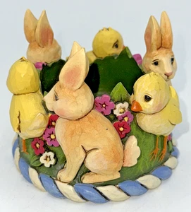 Jim Shore Spring Easter Rabbit Chick Votive Candle Holder #4021716 2010 Retired - Picture 1 of 13