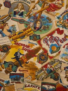 Concord Telas Cigarros Caja de Puros Estampado Algodón De Colección. Publicidad 45" × 100"  - Imagen 1 de 13