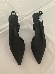 ASOS donna nero raso tacco a spillo posteriore taglia 9 - Foto 1 di 5