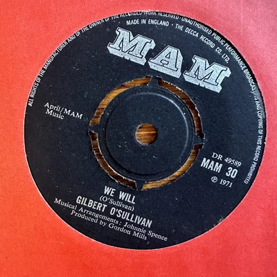 Gilbert O'Sullivan – We Will - Vinyl 7" Single UK Import - VG - Image 1 of 2