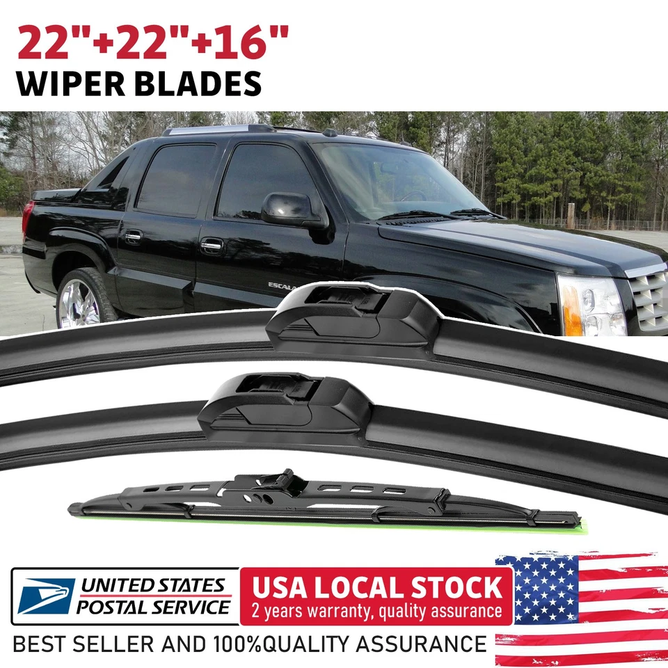 Limpiaparabrisas delantero y trasero Premium 3 piezas 22"16" para GMC Yukon XL 1500 2000-2006 Foto 1 de 4