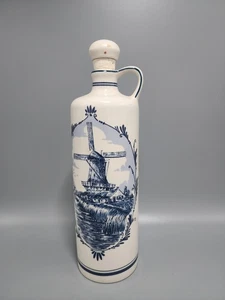 Bottiglia brocca alta vintage porcellana BOLS Delft blu con tappo - design mulino a vento Olanda - Foto 1 di 8