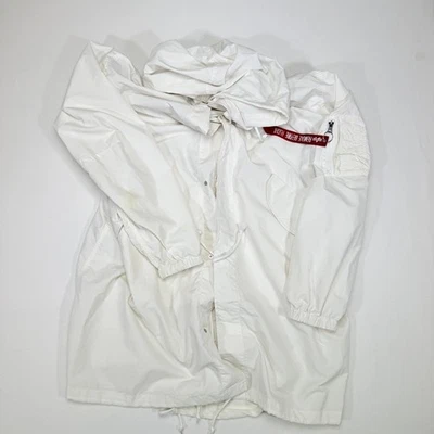 Alpha Industries White Hooded Anorak Parka Jacket L/G Remove Before Flight - Image 1 of 4