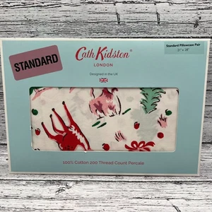 Cath Kidston Ditsy Deer Standard Pillowcase 2 Pack Cotton 200 TC Christmas - Picture 1 of 7