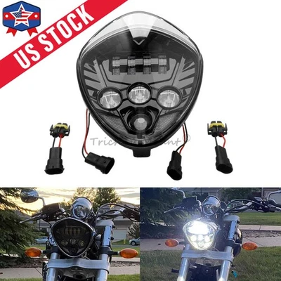 LED Headlight Hi/Lo Beam Clear Len Fits For Victory Cross Country Magnum Hammer - Image 1 of 4